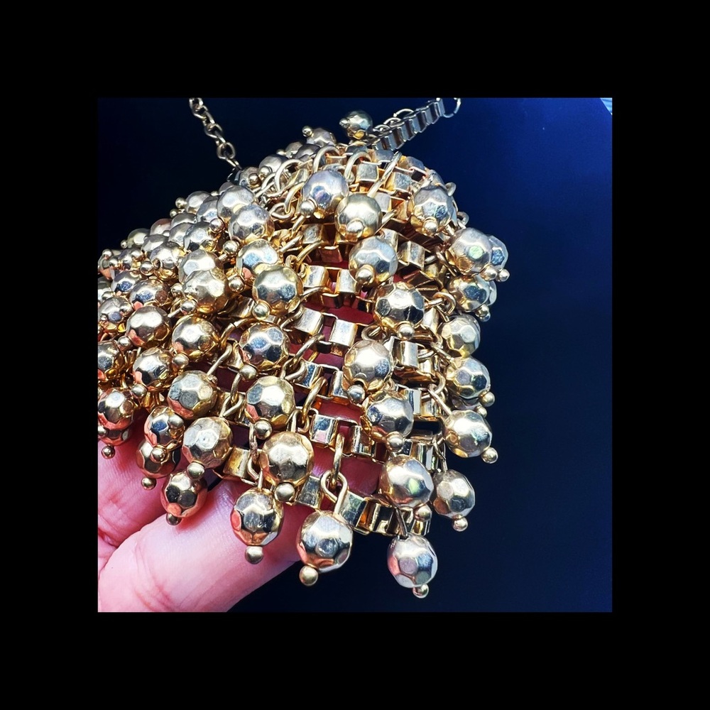 Vintage 1970’s Chainmaille Bib~ Scarf Style Beaded Necklace - Picture 4 of 7